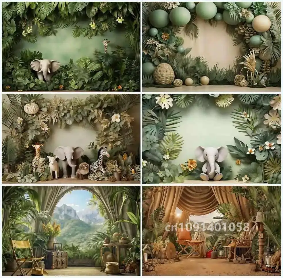 Mehofond Safari Backdrop Summer Jungle Child Wild One Birthday Party Decor Newborn Photography Background Photo Studio Photocall