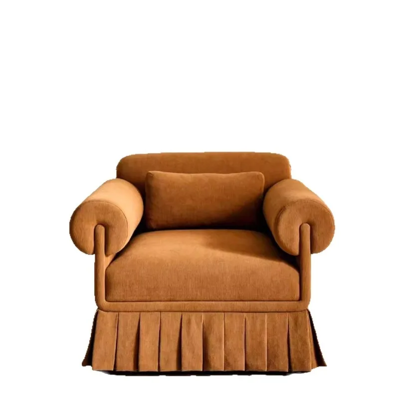

Retro skirt single sofa medieval nostalgic style bedroom casual petal sofa