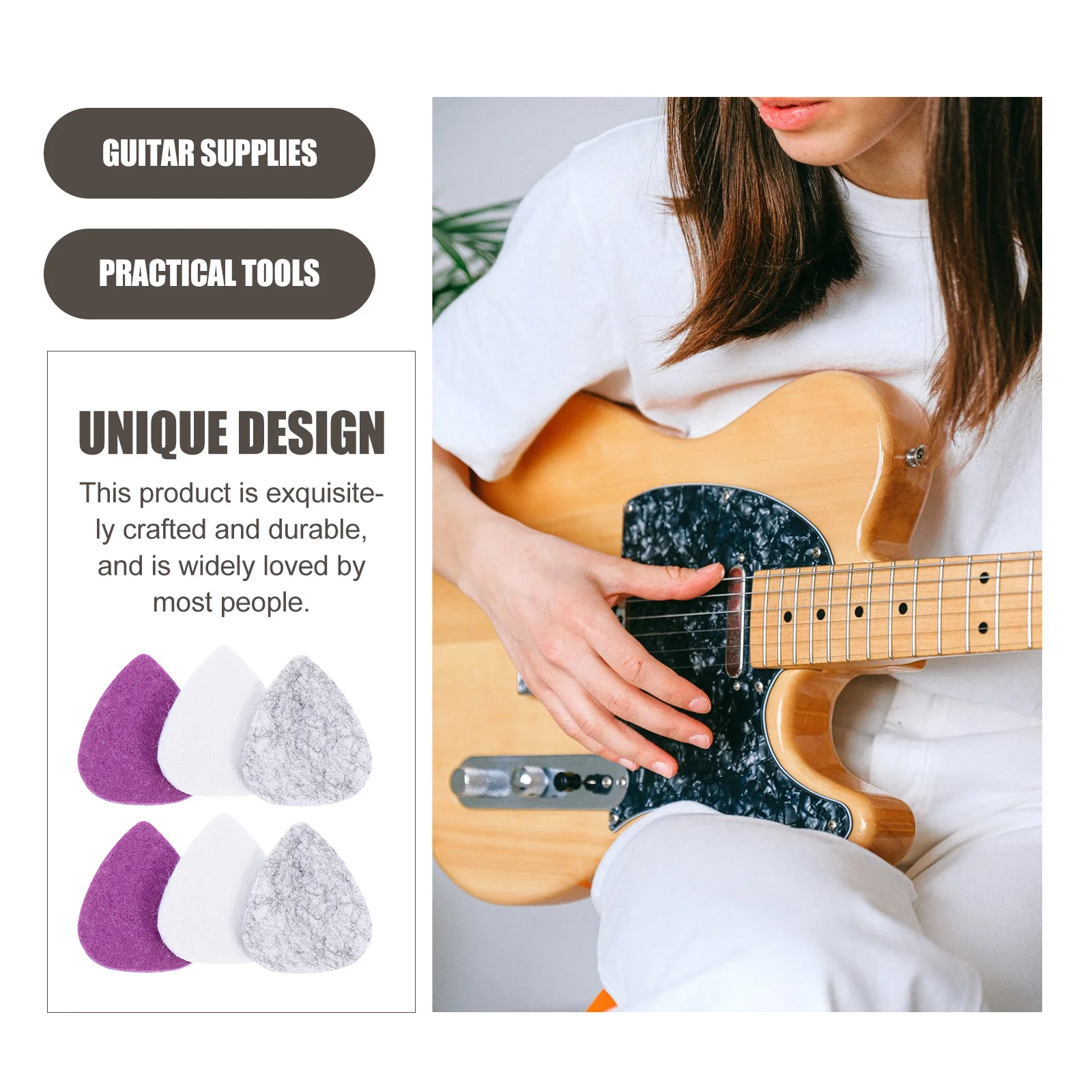 

6pcs Guitar Picks Felt Compact Lightweight Durable For Guitar Practice Playing Small Plectrums Practical Tool Instrument