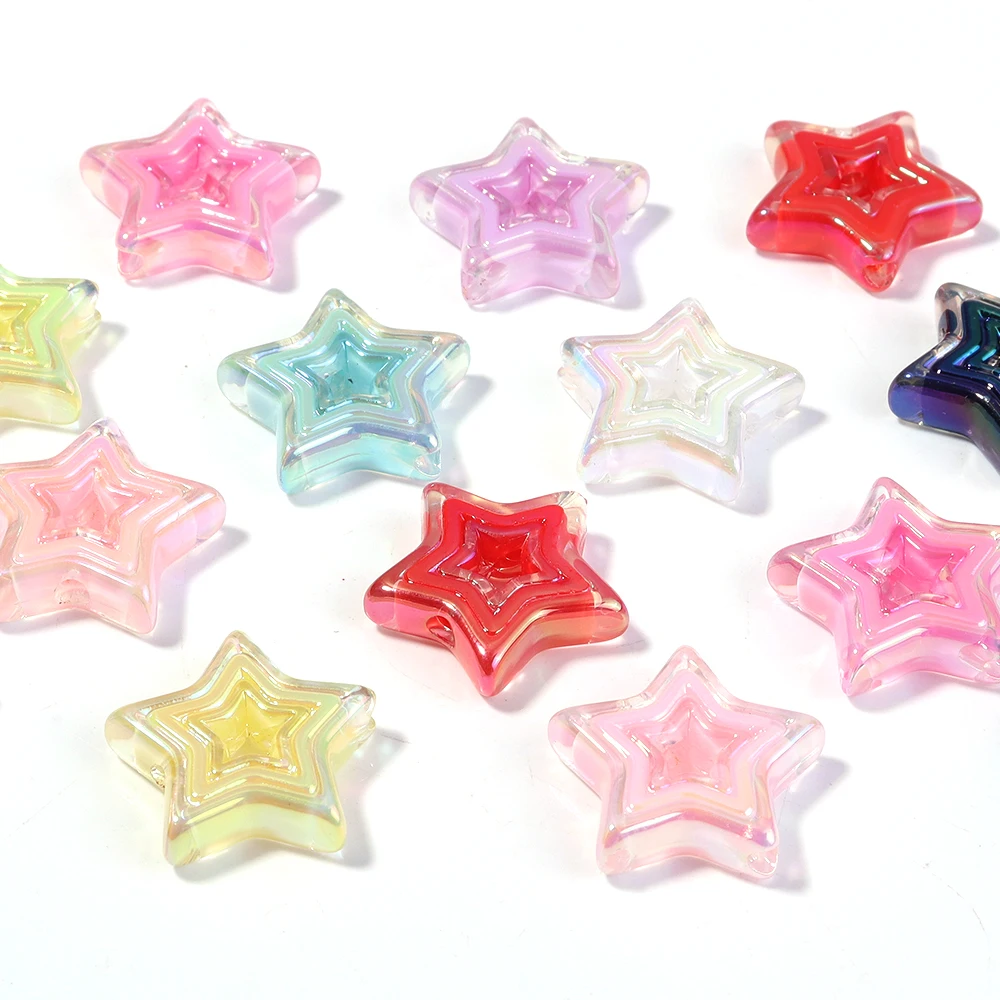 10 stücke Acryl Stern Perlen Überzogene Farbe Hohl Lose Spacer Perlen Für Schmuck Machen DIY Halskette Armband Telefon Schlüssel Kette liefert