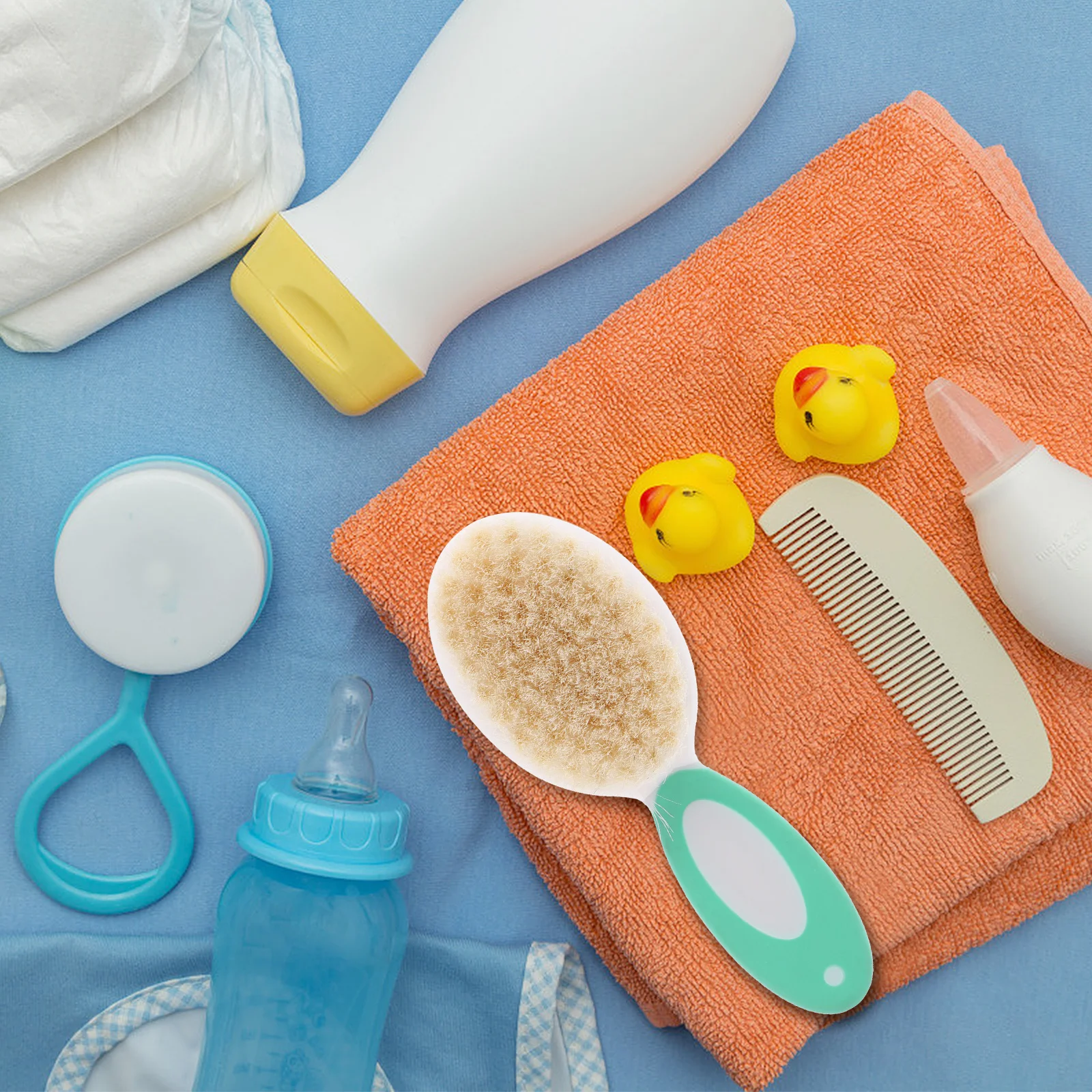 

2 шт., детская щетка для волос, щетина из натуральной шерсти для малышей, детская расческа для массажа кожи головы, распутывание, легкий вес, удобный захват