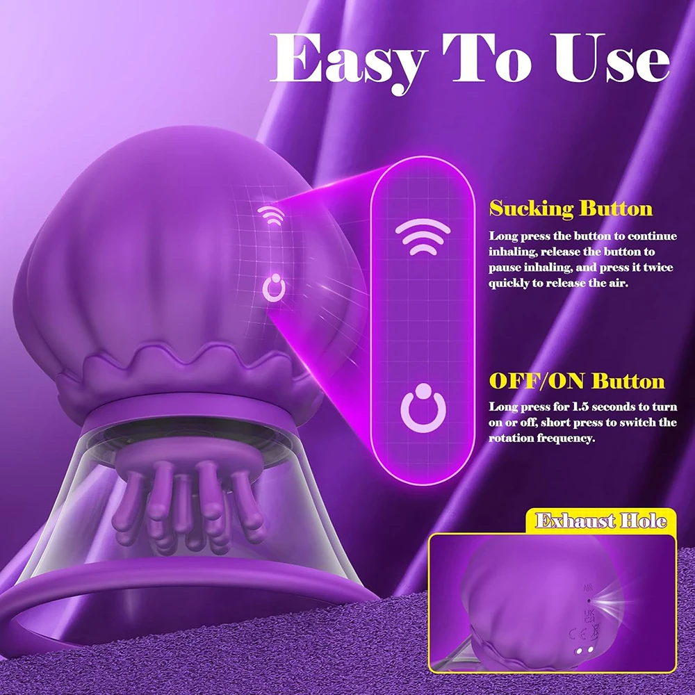 10 Rotations Nipple Toy Vibrator Jellyfish Suction Cup Powerful Sucking Function Detachable Nipple Vibrator Clitoris Stimulator - view 6
