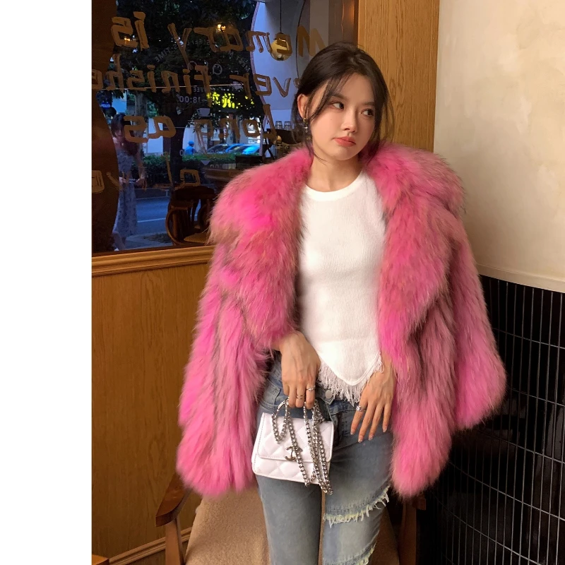 YOLANFAIRY jaket bulu musim gugur dan musim dingin dengan kerah bulu rakun tebal gaya Korea untuk bepergian jaket bulu шуба женская 2025