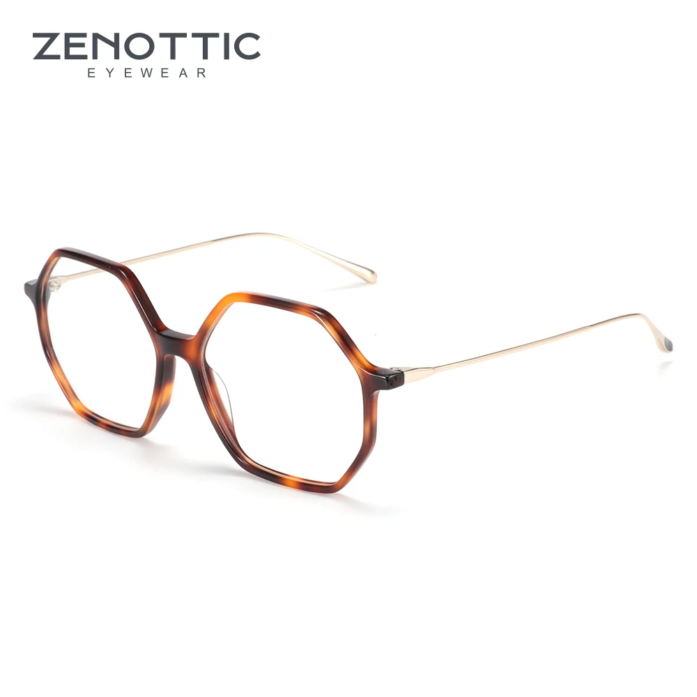 ZENOTTIC Hexagonal Eyeglasses Frames Women's Anti-Blue Light Computer Glasses Anti-Mobile Phone Radiation