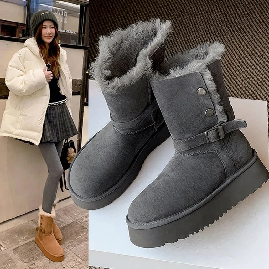 

Women's Two-Way Wear Snow Boots New Winter Thick Bottom Heightening Cotton Boots Fleece-Lined Thickened Warm Cotton Shoes