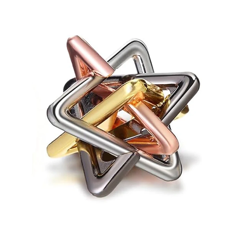 Difficult Metal Brain Teaser Puzzles Adults Kids Thinking Triangle Unlock Interlocking Toys Disentanglement Educational Gifts