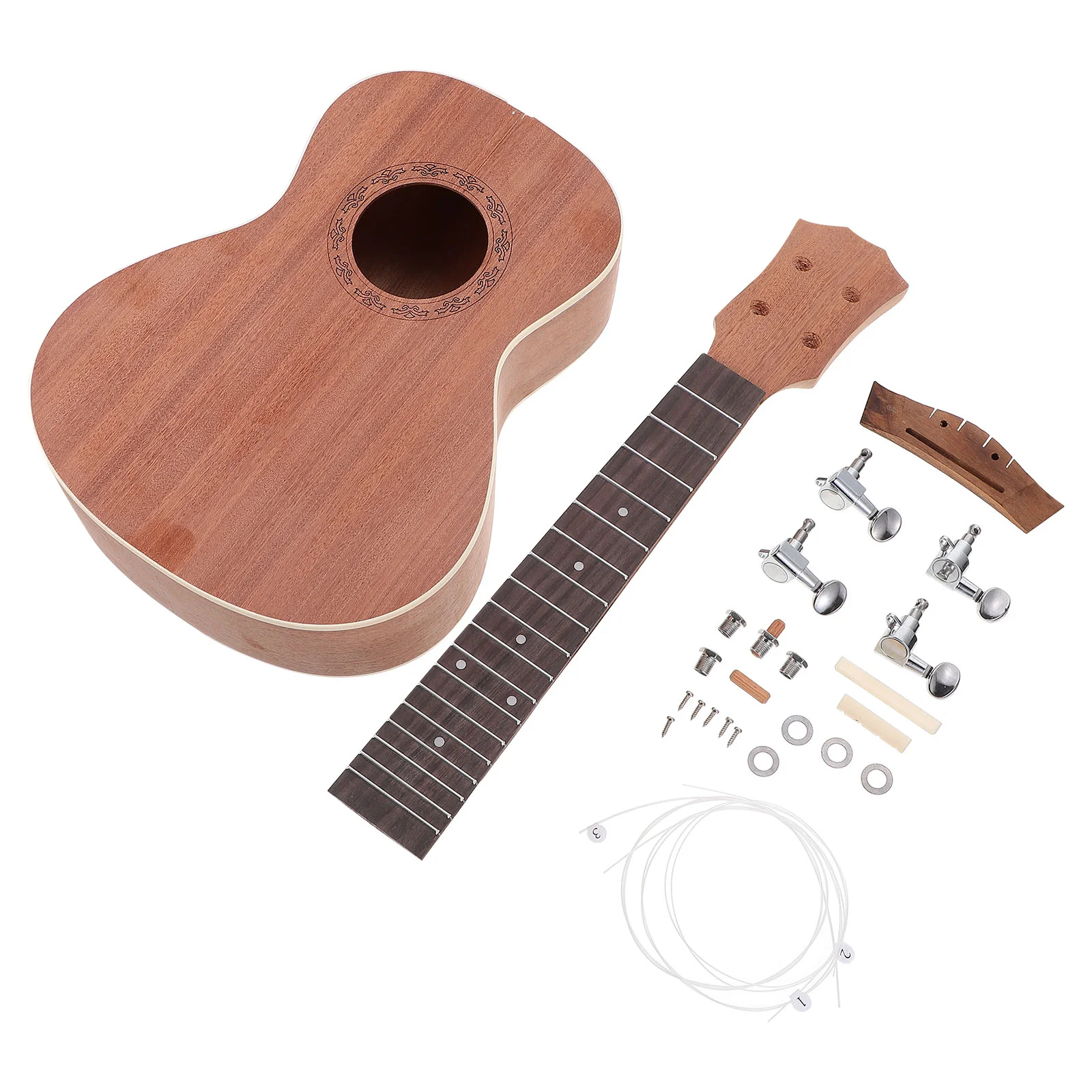 

1 Set Ukelele DIY Kit Paintable Ukelele Plaything Handmade Ukulele Materials (Assorted Color) Semi-craft Ukulele Kit