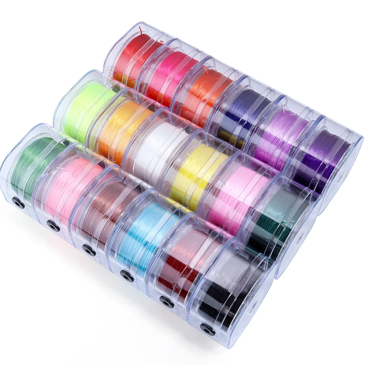 1Roll Elastic Beaded Rope Square Transparent Box Colorful Beaded Cord Elastic Wire for Bracelet Necklace Jewelry Accessories