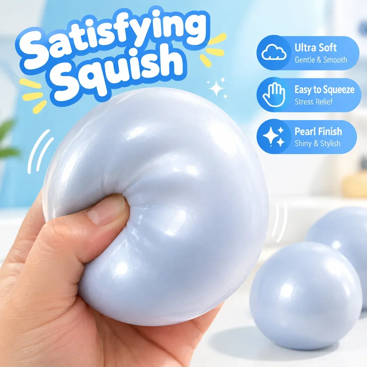 Moldable Pearlescent Coconut Oil Handmade Squishy Ball Vaseline Stress Relief Fidget Toy Decompression Vent Sensory Ball