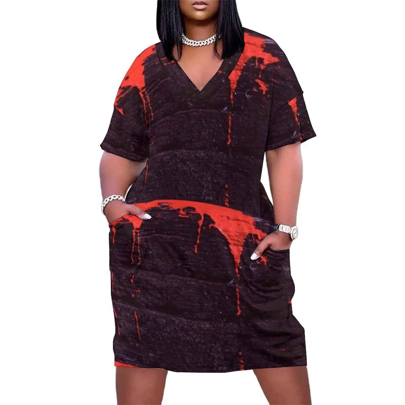 

Colour Of Blood Loose Pocket Dress elegant chic wedding evening dresses Dresses