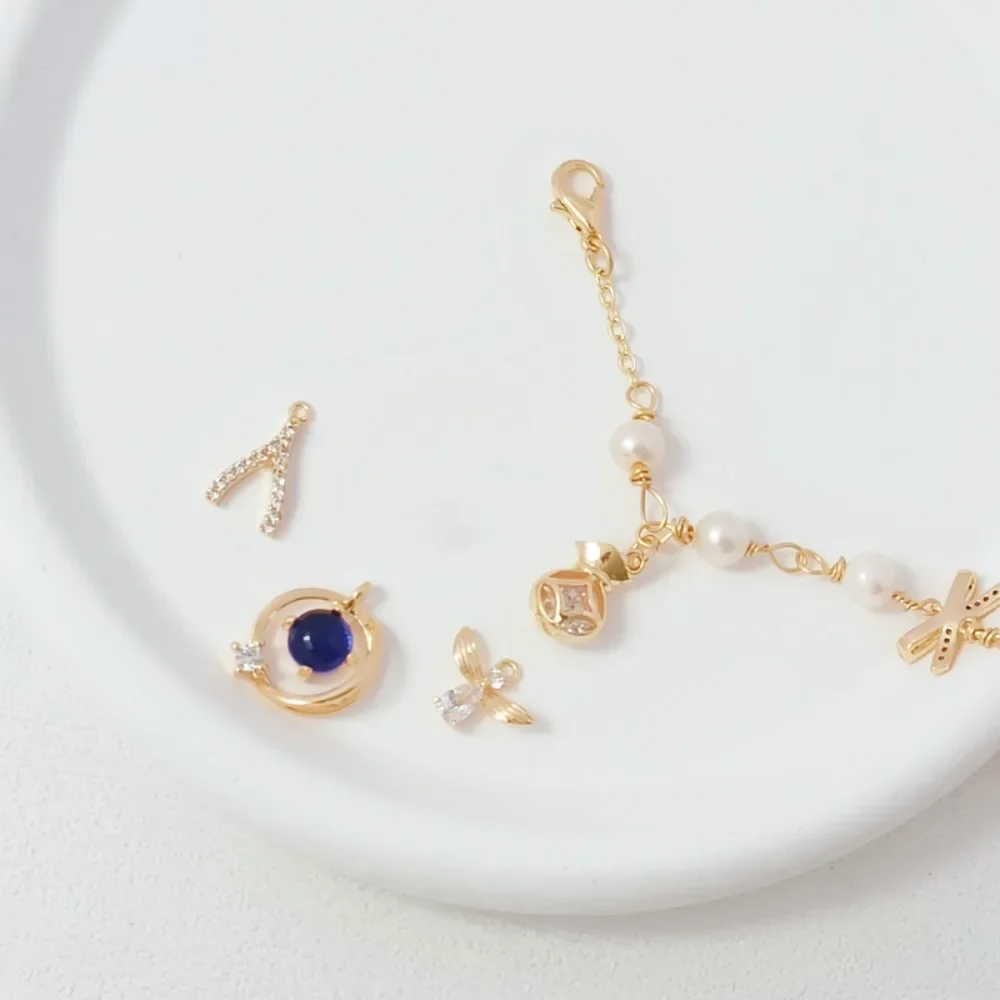 

14K Gold-plated Micro-inlaid Zirconium Money Bag Y-shaped Water Drop Pendant, DIY Handcrafted Bracelet Pendant Accessory