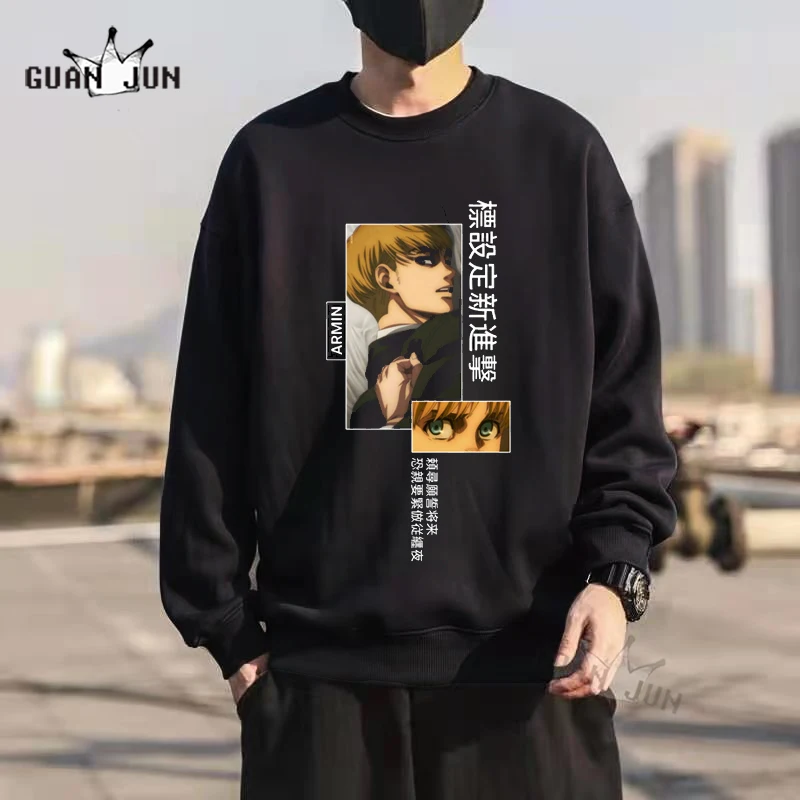 Fashion Harajuku Anime Attack on Titan Manga Hoodie Men Cartoon Armin Arlert Street Long Sleeve Tops Women Oversized Sweatshirts