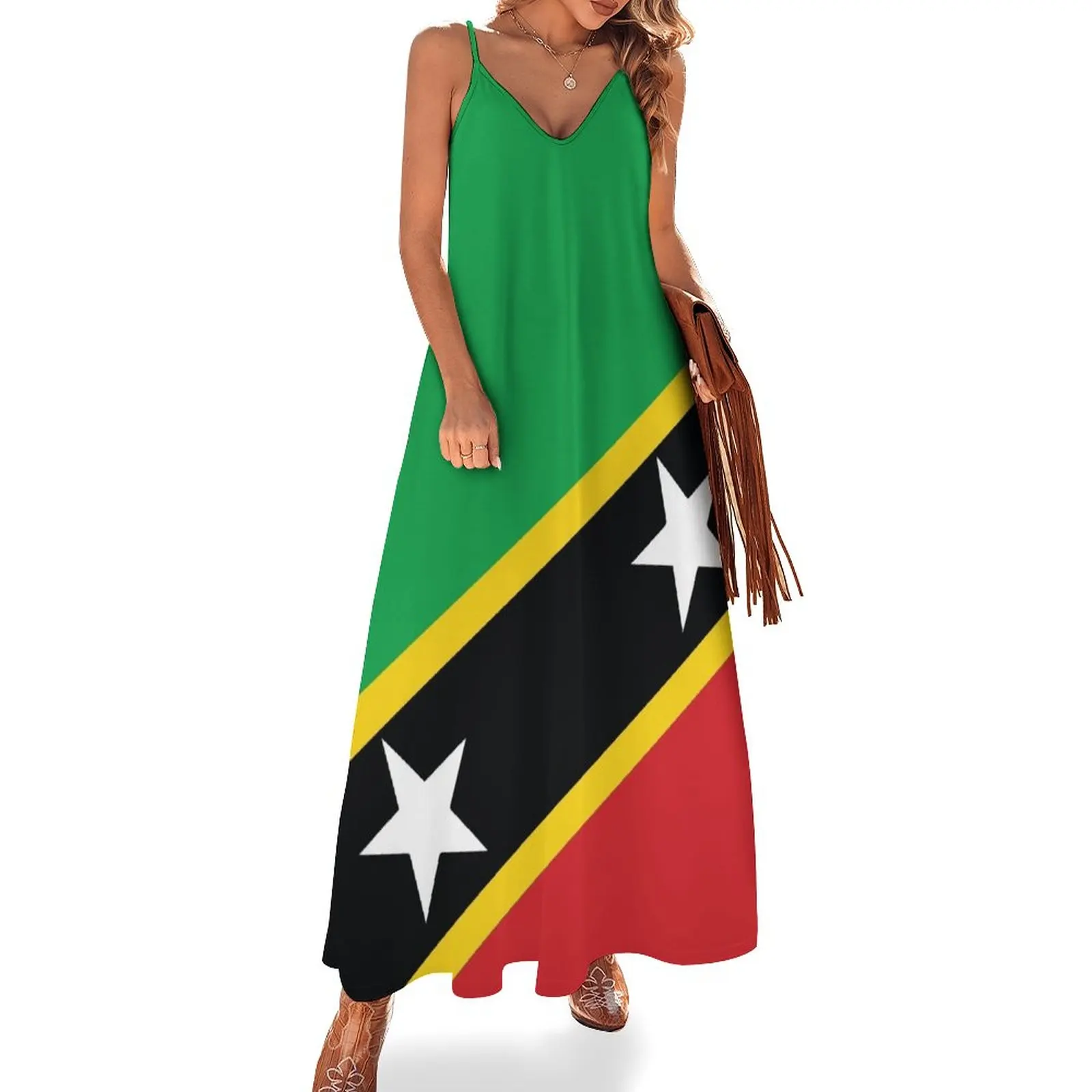 

St Kitts and Nevis National Flag Sleeveless Dress women's fashion dresses Long dress