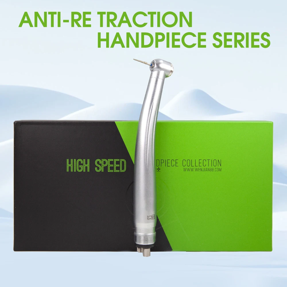 Dental Handpiece High-Speed, Anti-Backflow, Triple Water Spray, Standard Head, Push-Button, Ceramic Bearings, Low Noise, 4 Holes