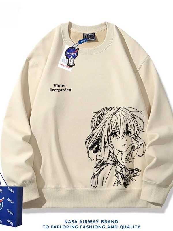 Camiseta de Algodão Grossa Unissex Vivian Eternal Garden Anime, Gola Redonda, Manga Longa, Quente e Casual para Homens e Mulh...