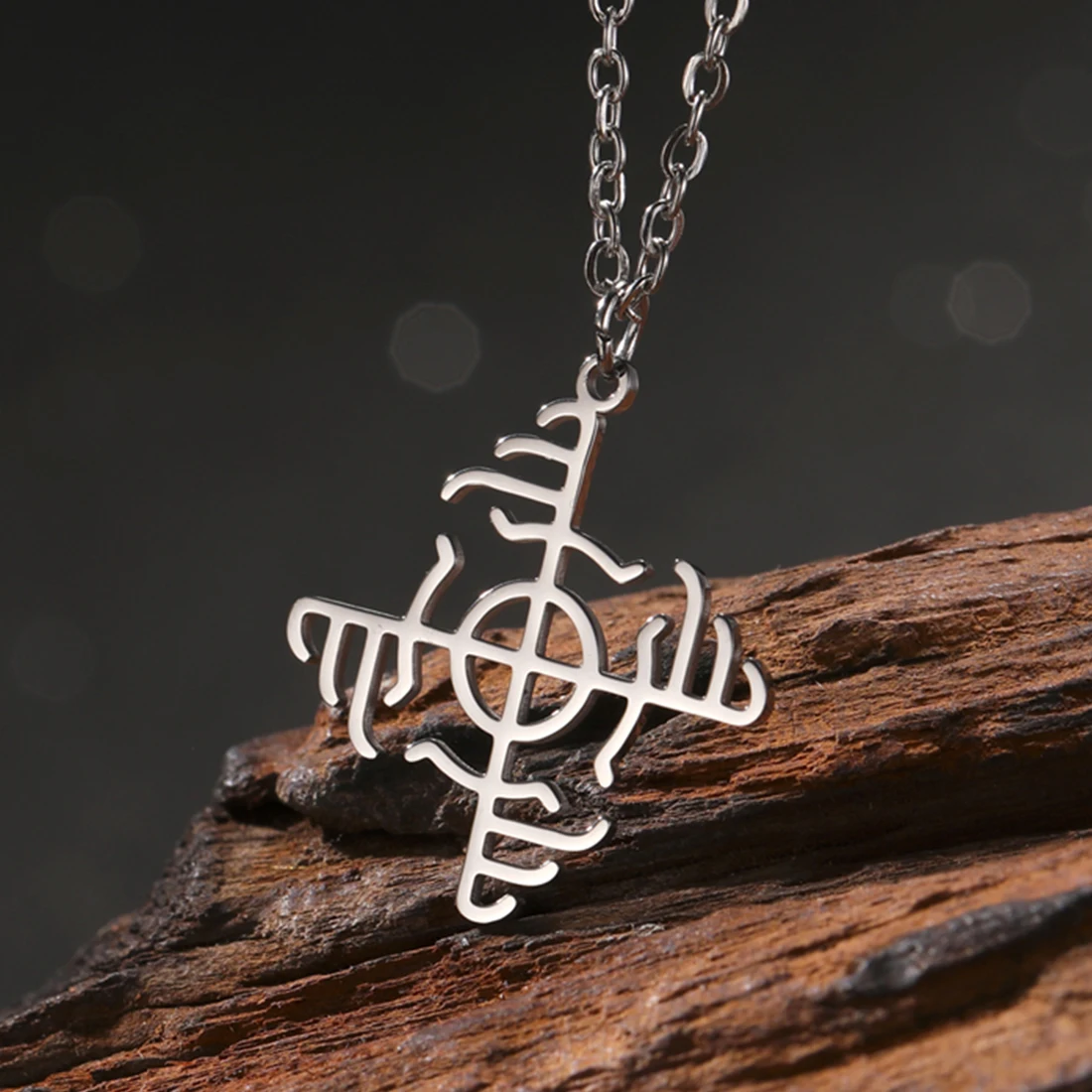 EUEAVAN Norse Ginfaxi Symbol Necklace Nordic Viking Wardruna Rune Pendant Necklaces Stainless Steel Amulet Jewelry Gift