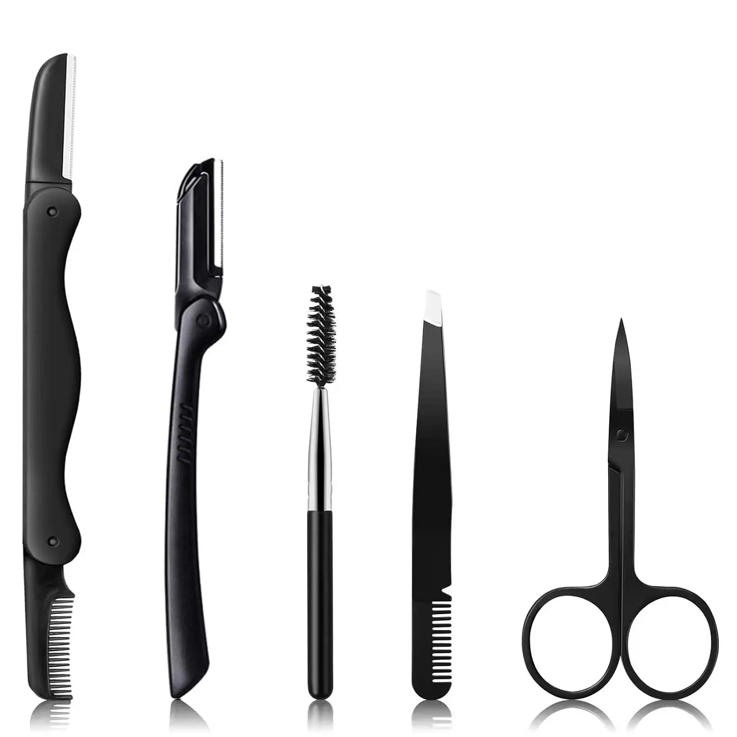 Eyebrow Grooming Set for Women and Men with Razor, Scissors, Tweezer, Comb, and Brush