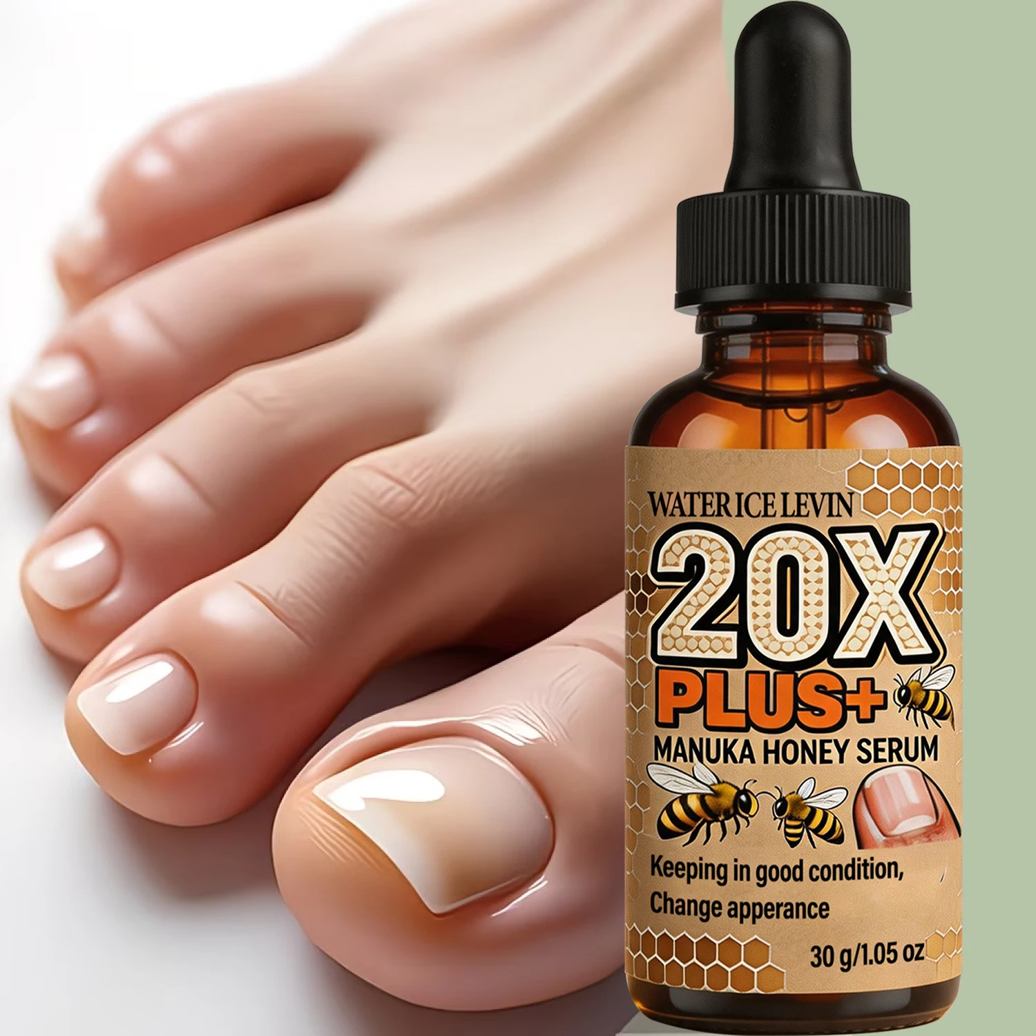 Water Ice Levin 20X Plus+ Manuka Honey Nail Care Serum 30g Moisturizing Nourishing Serum For Nail Surface Daily Nail Care