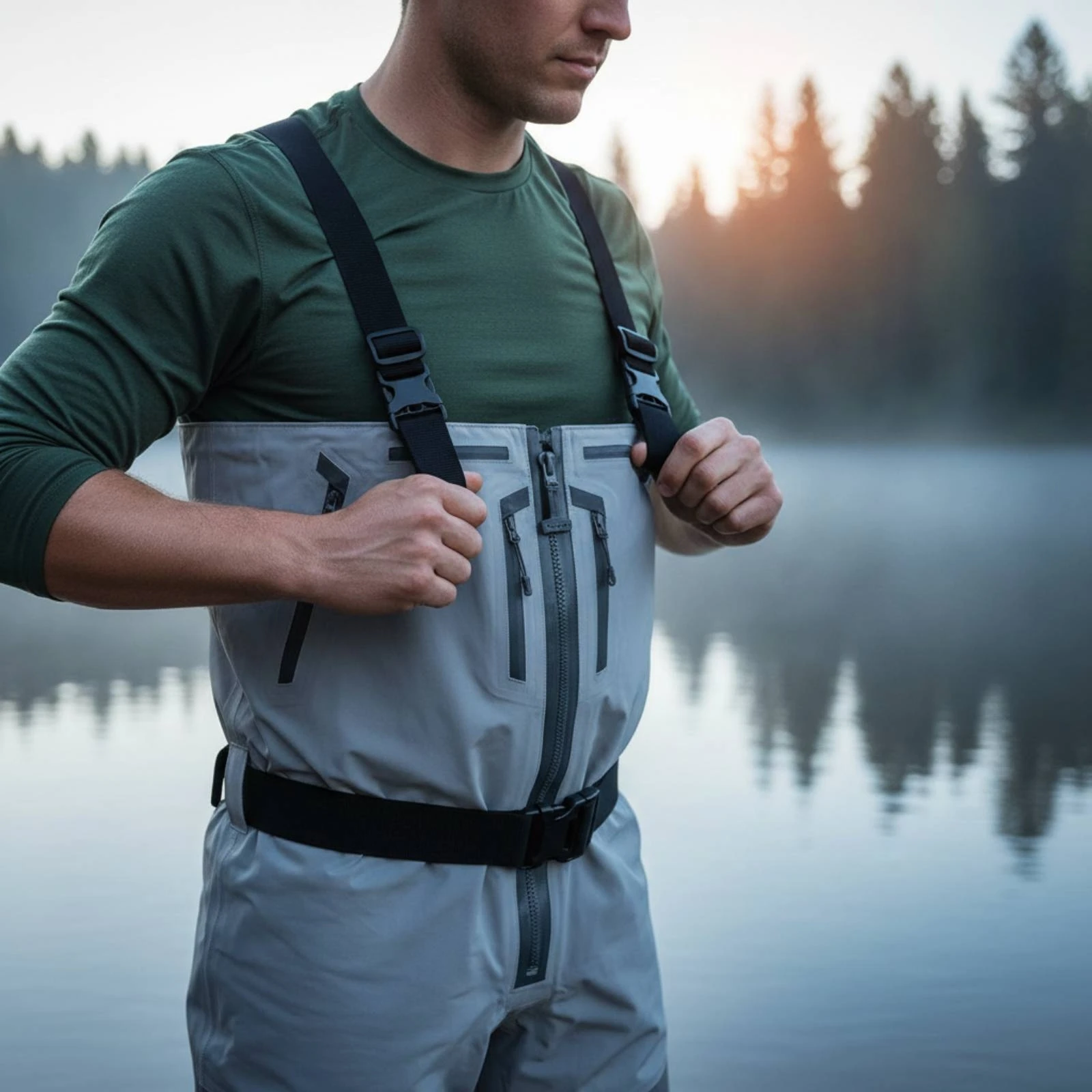 Zip Front Chest Waders Non-Ins - Fishing Waders Breathable ulasan dan harga