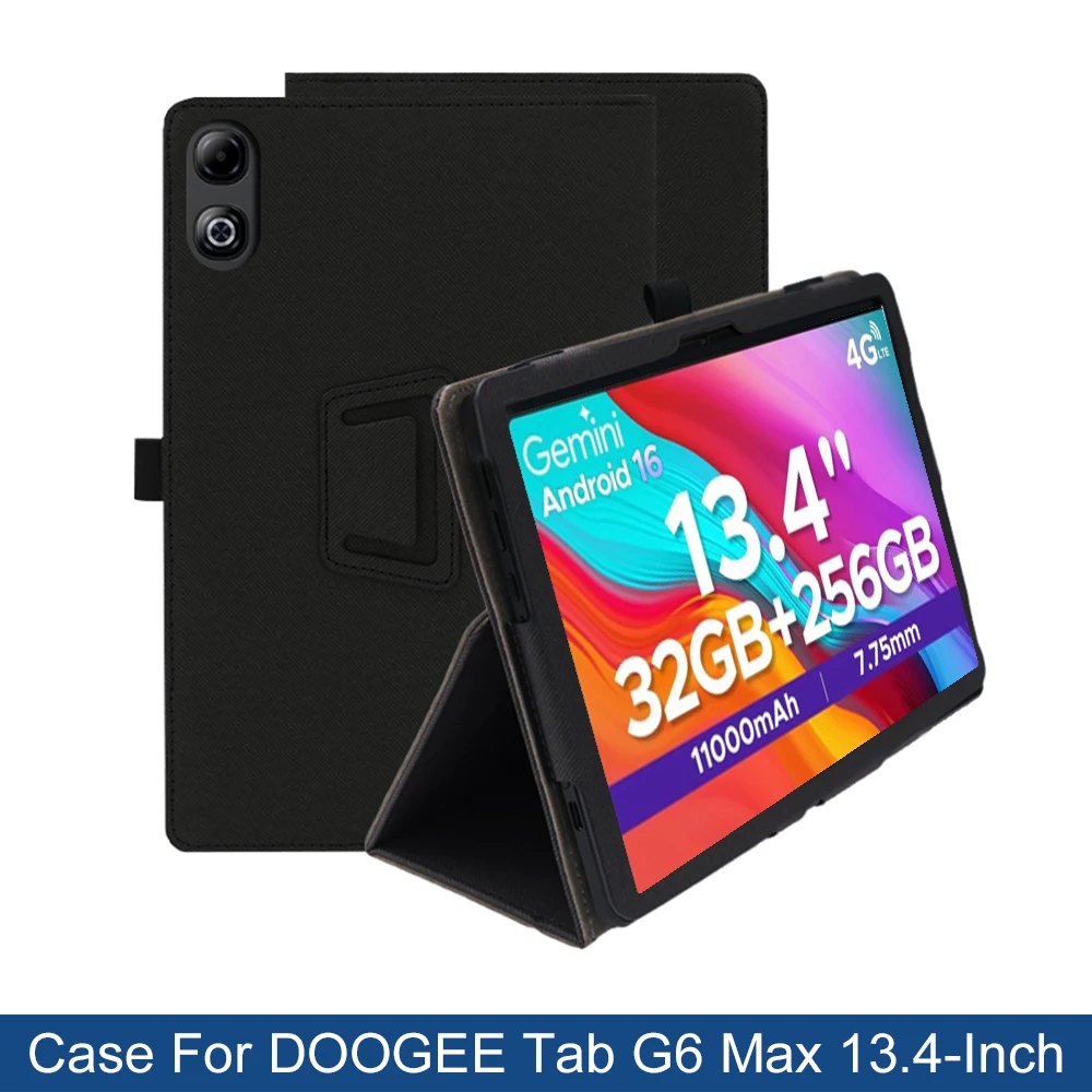 Funda Case For DOOGEE Tab G6 Max 13.4"Inch ,Folding Stand Protective Cover with Pencil Holder and Wrist Strap,PU Full Protection