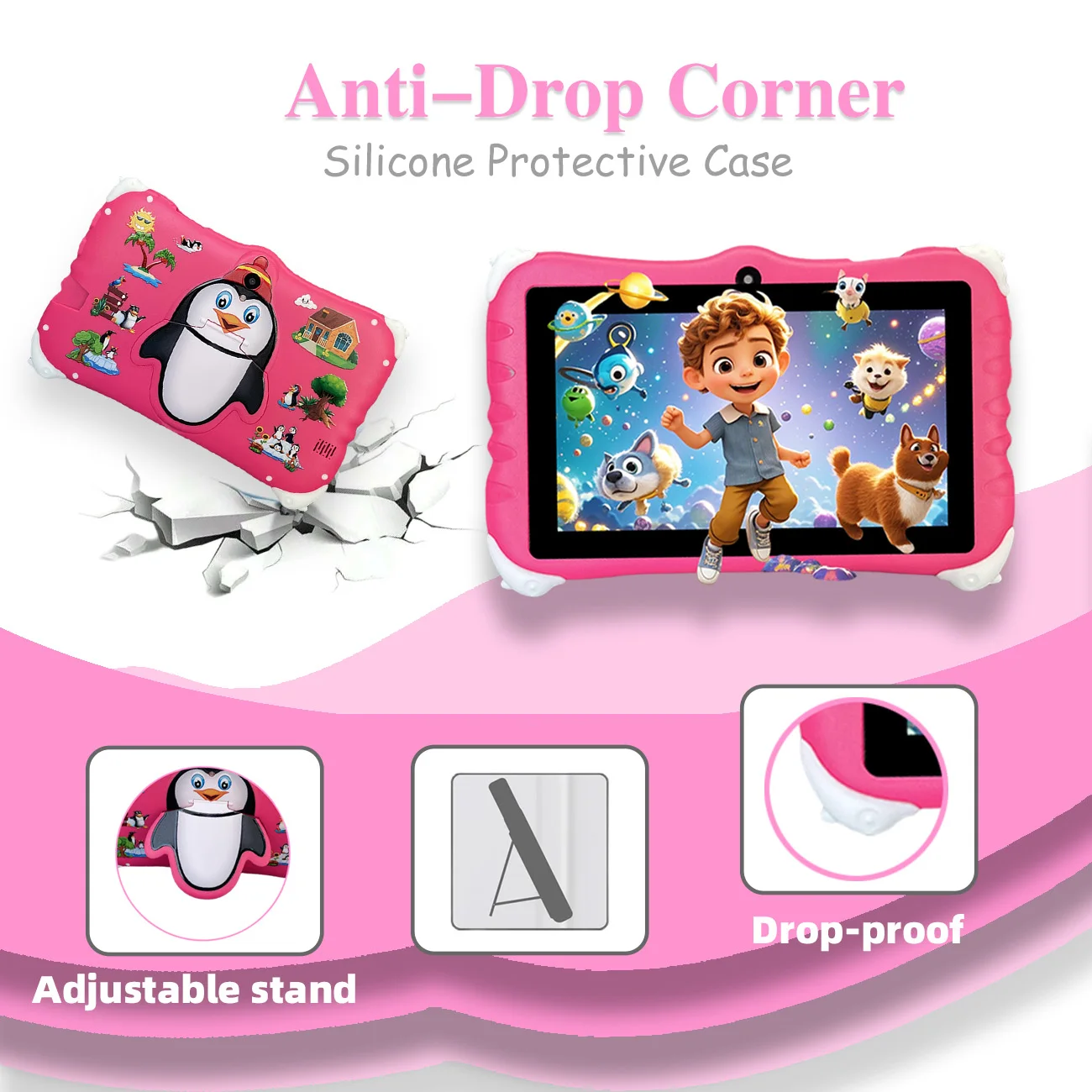 Tablet per bambini Tablet Android 12 Tablet da 7 pollici doppia fotocamera Giocattoli educativi per l'apprendimento Regali per bambini Ragazzi Ragazze (Rosso \ Blu)