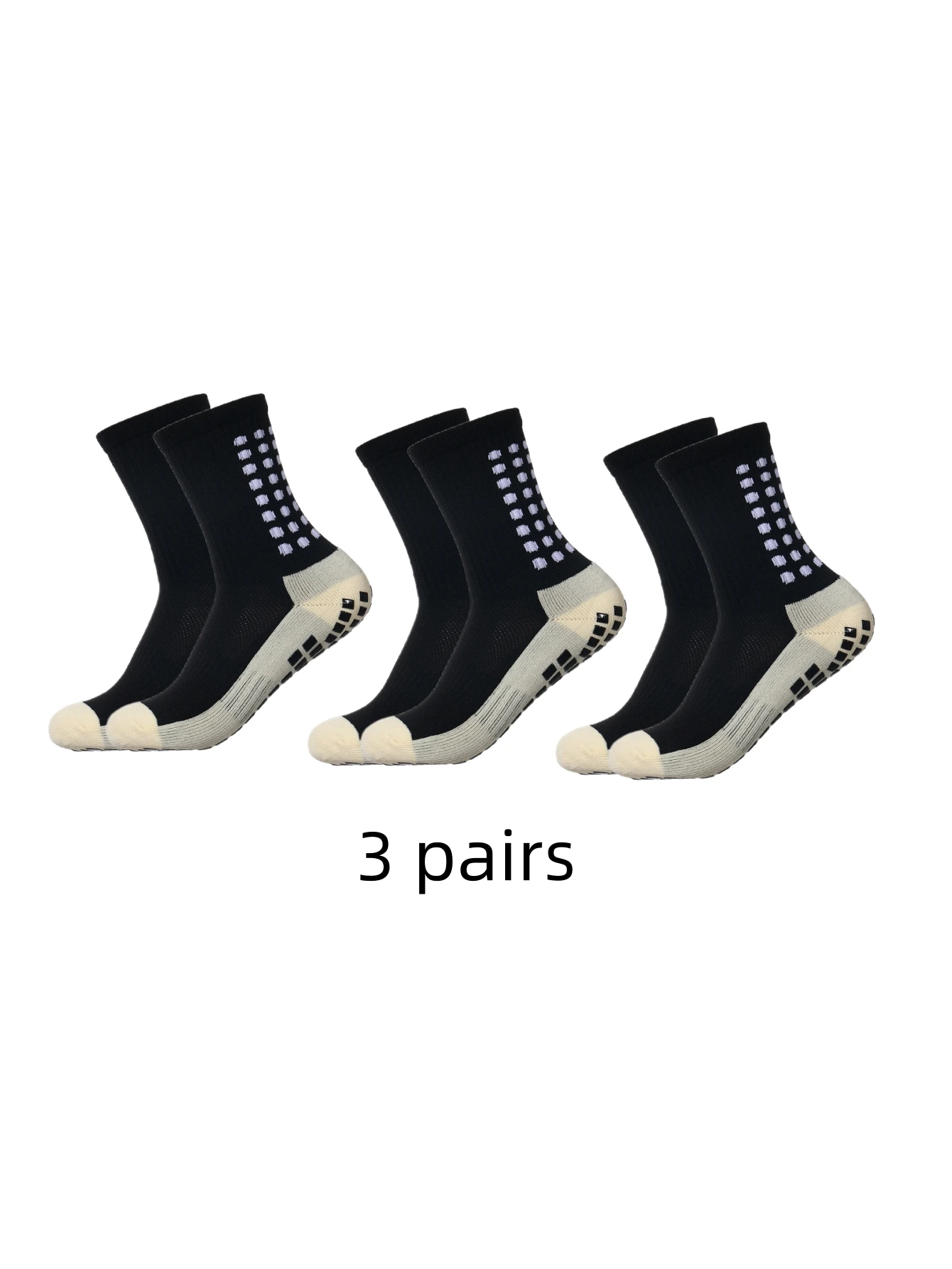 3 pairs of mid length children\'s sports football socks with anti slip socks to absorb sweat 33-38