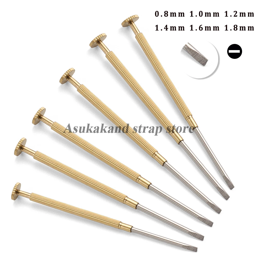 For Watchmaker 0.8 1.0 1.2 1.4 1.6 1.8mm Metal Slotted Screwdriver for Rolex Watch Band Repair Tools Removal Install Screws Rod