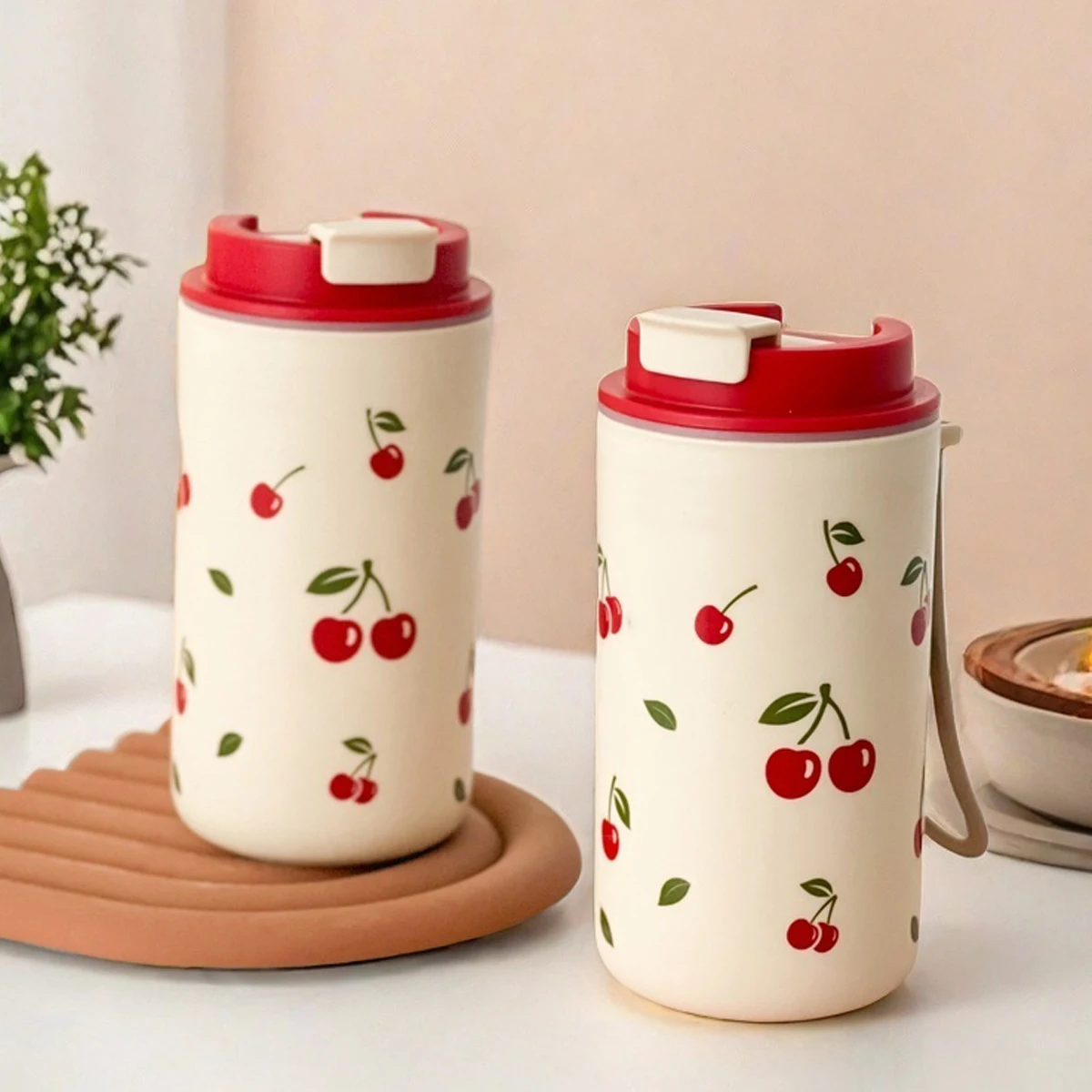 WORTHBUY 350/400Ml Portable Plastic Water Bottle With Rope Sealed Drinking Cup Tumbler Cold And Heat-Resistant Milk Coffee Cup