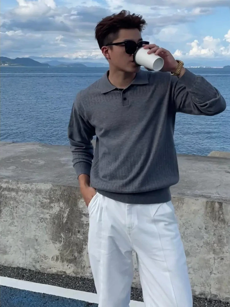 

Винтажный мужской трикотажный свитер свободного кроя с длинными рукавами, из мягкого и комфортного полиэстера, для повседневной носки, осенняя мода