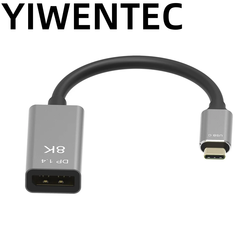 

YIWENTEC Type C to DP 8K adapter cable with aluminum case and gold plating Support 8K@60HZ,4K@120HZ for Super High Resolution