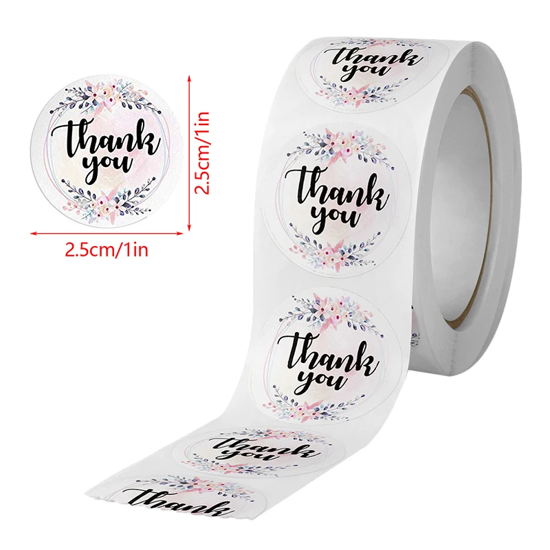 500ชิ้น/ม้วน25มม. ดอกไม้สติกเกอร์กระดาษคราฟท์สำหรับตกแต่งอบอาหารงานแต่งงานสติกเกอร์ปิดผนึกของขวัญวันเกิด