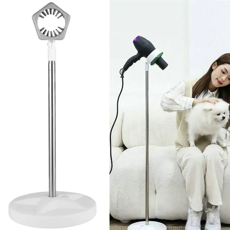 Hair Dryer Hanger Hair Blower Floor Stand Stainless Steel Hairdryer Holder Telescopic Hair Dryer Rack Adjustable 50-106cm