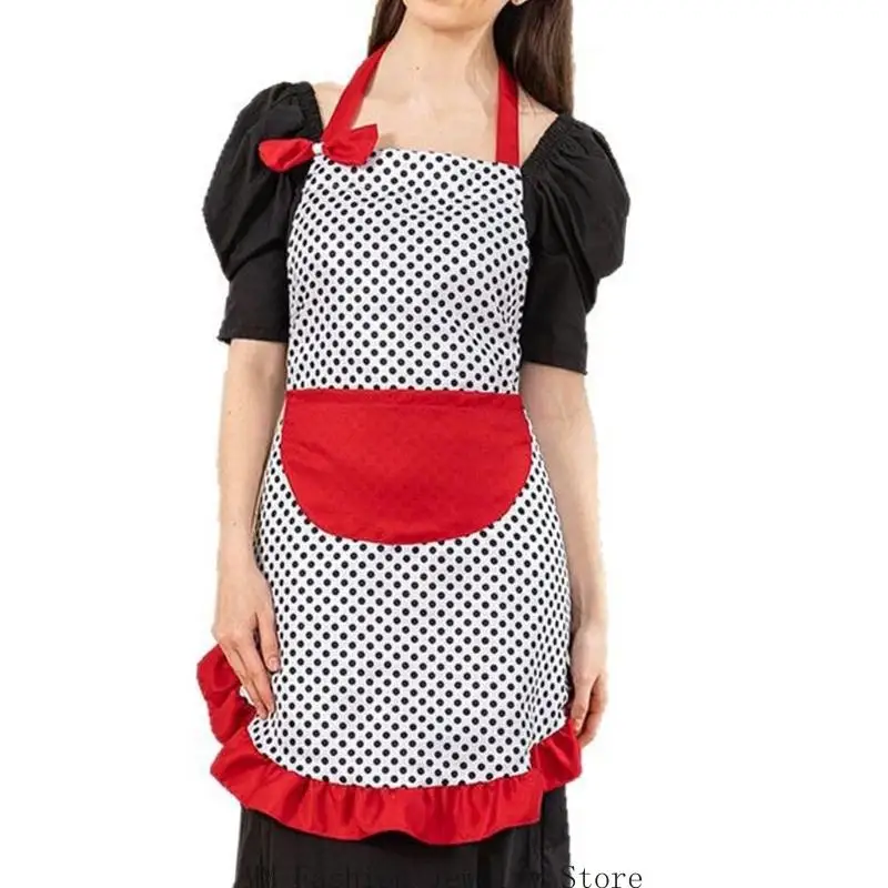 Tabliers cuisine D0ub Bowknot tabliers avec des poches pour cuisson du jardinage