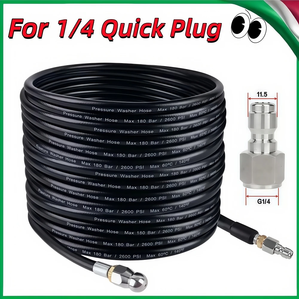 

5~50m Sewer Drain Water Cleaning Hose 2600PSI Pressure Cleaning Machine Hose Pipeline Cleaning Kit Sewer Jetting Cleaning Nozzle