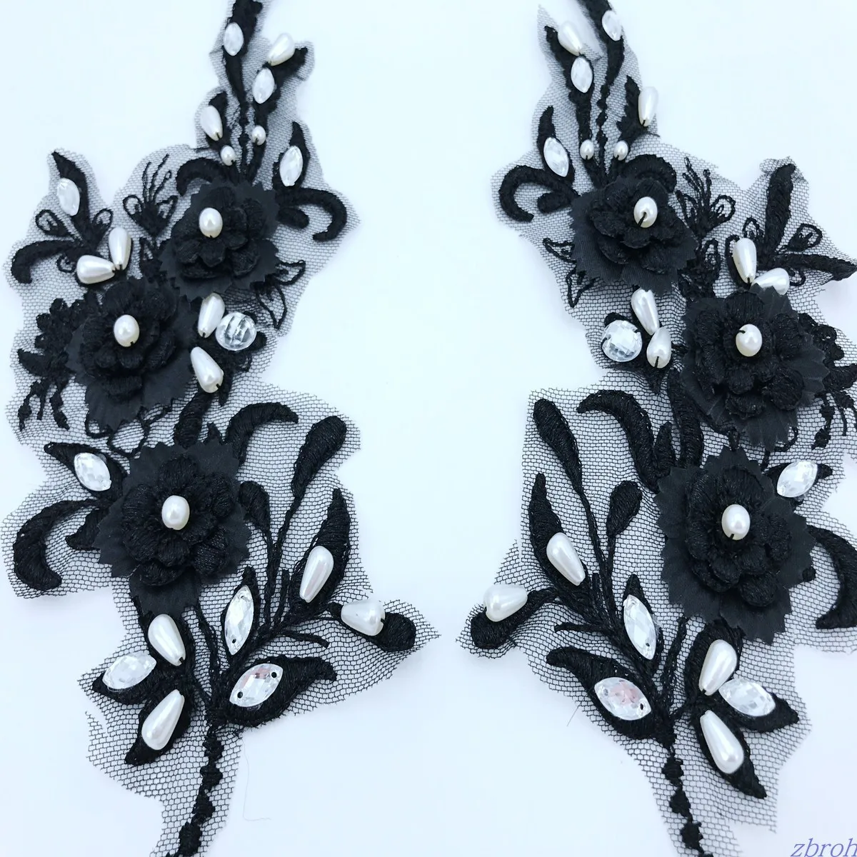 

Элитная вышитая кружевная отделка с бусинами и стразами ручной работы, 3D-аппликации в виде цветов, роскошные свадебные тканевые нашивки и аксессуары