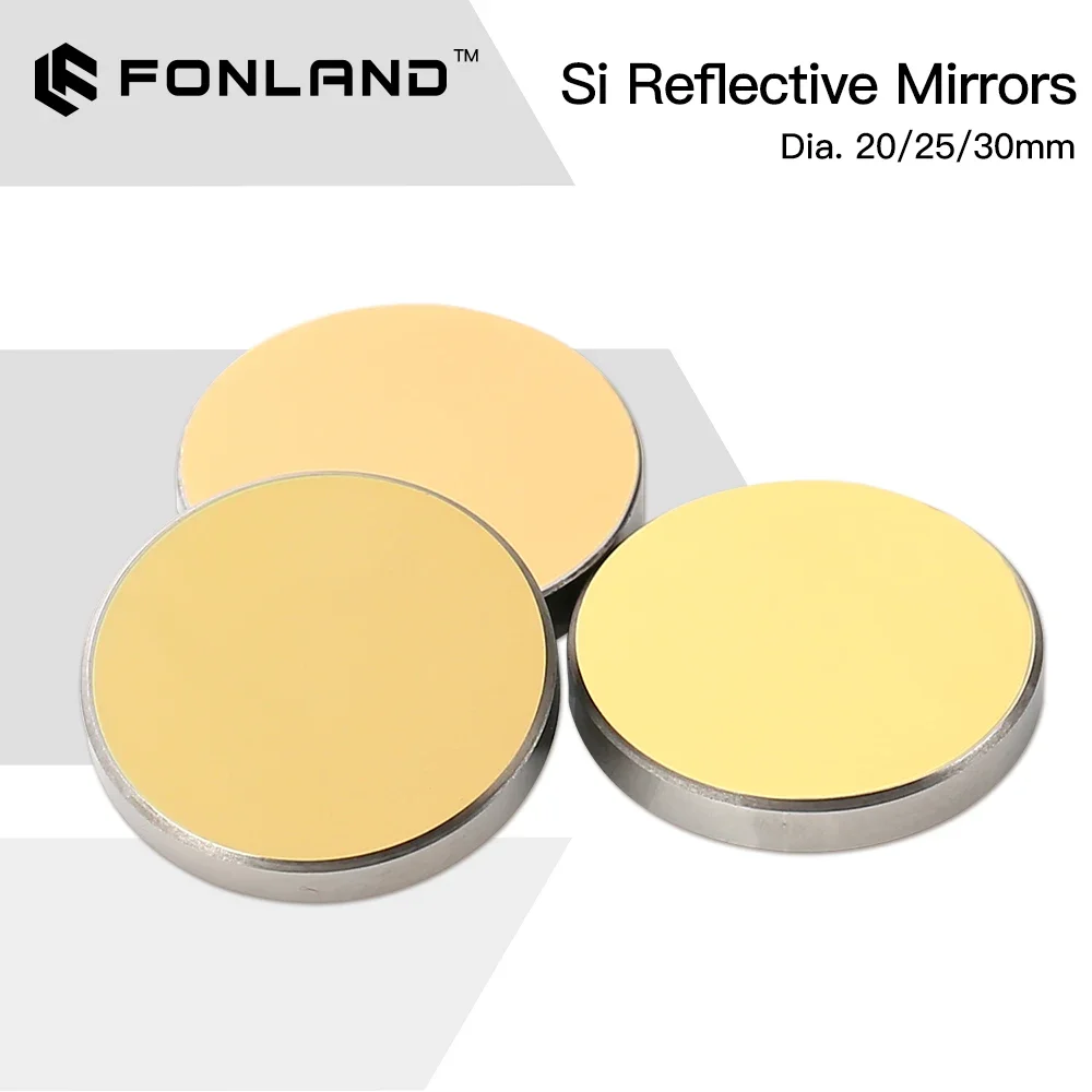 Fonland Co2 Laser Si reflective Mirror for Laser Engraver Gold-Plated Silicon Reflector Lenses Dia. 19 20 25 30 38.1 mm