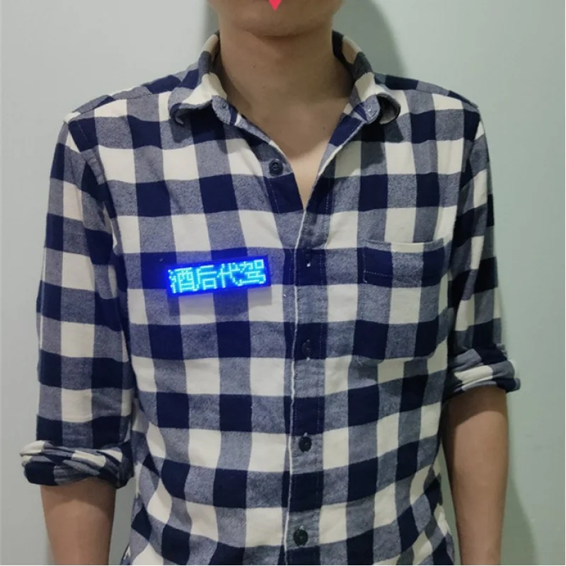 Customized LED Name Display Screen Business Card Screen Employee ID Badge Light-up Scrolling Text Pink Drinking and Driv