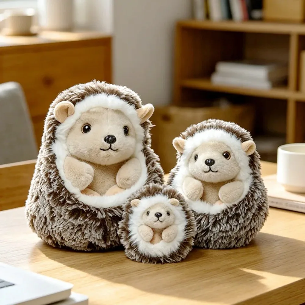 Fairy Tale Hedgehog Plush Toy Handmade Lifelike Soft Chubby Hedgehog Doll Cute Desktop Pet Gift Home Decoration