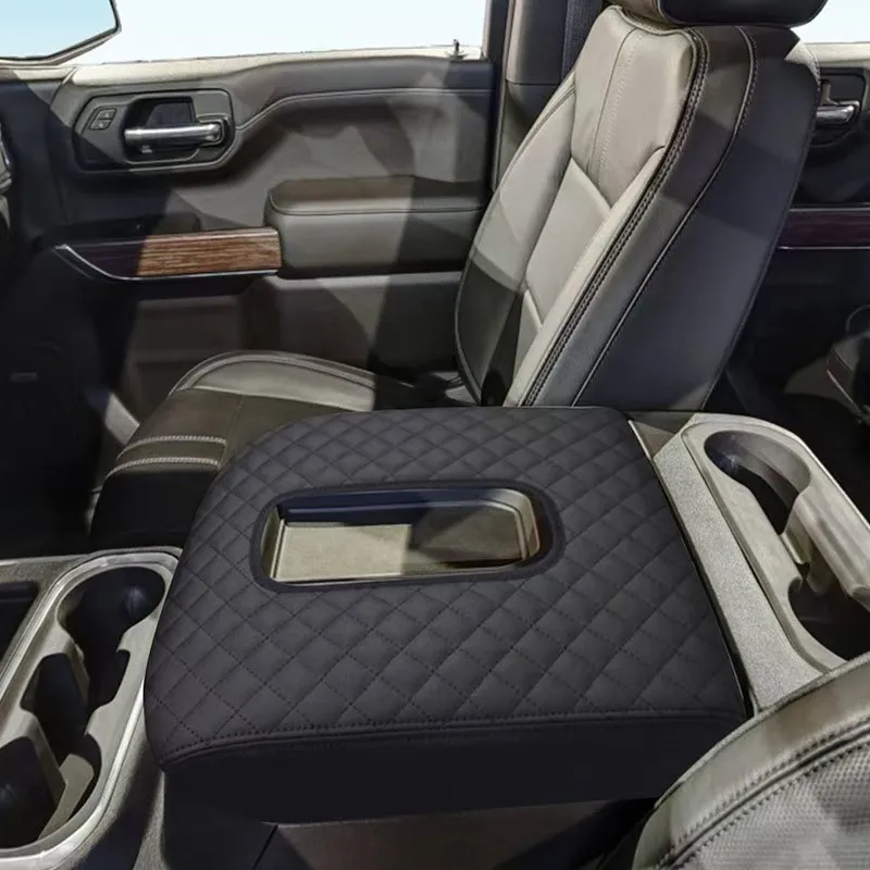 For Chevrolet Silverado 2019-2023 Jump Seat Center Console Cover Grid Pattern Full Protection Anti Scratch Armrest Pad parts