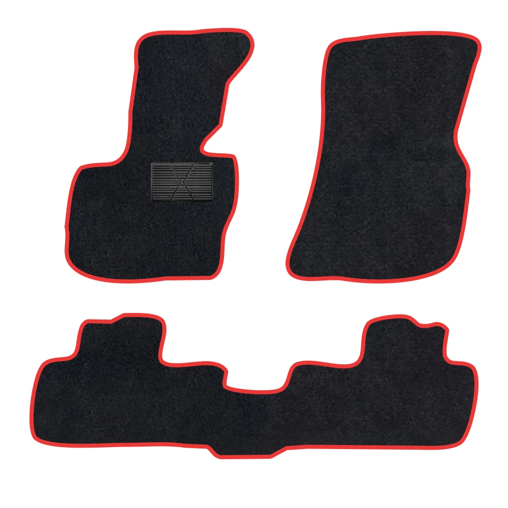 

Автомобильный коврик для bmw X4 2018-настоящее время F26, полиэстеровая замша, противоскользящая черная подложка, красная отделка, край