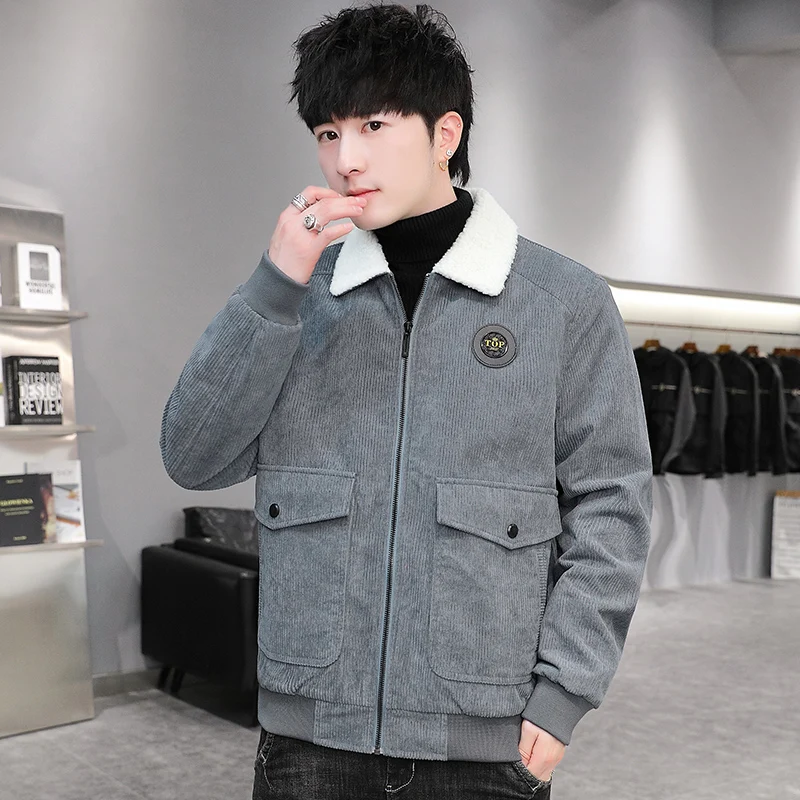 

Men's Casual ort Jaet 2025 Autumn Winter New Sle Fce Lined Turn-down Collar Faionable Top Comfortable Polyester Ny...