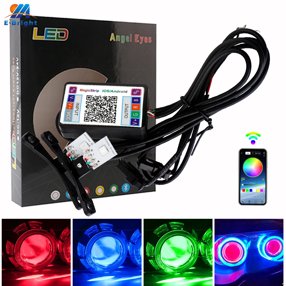 

1Set Car LED Devil Eye Demon Evil Eyes 12V RGB for 2.8inch Bi Xenon Projector Automotive Motorcycle Led Headlight APP Bluetooth