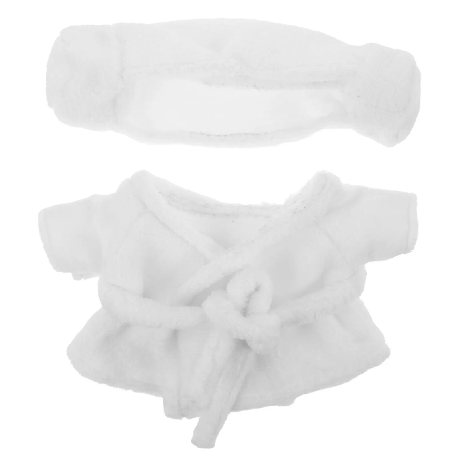 

1Set White Stuffed Animal Bathrobe Soft Material Spa Robe Outfit for 28Cm Mini Bear Stuffed Animal Robe Holiday Dressing Up