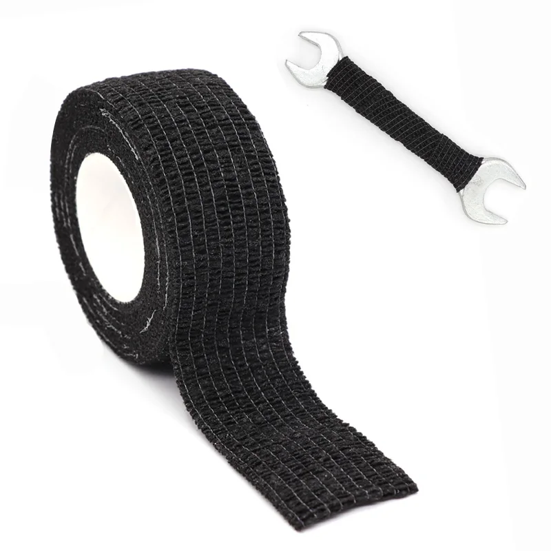 2.5cm Black Tattoo Machine Grip Wrap, Non-Slip Self Adhesive Elastic Bandage Waterproof for Professional Tattoo Supplies