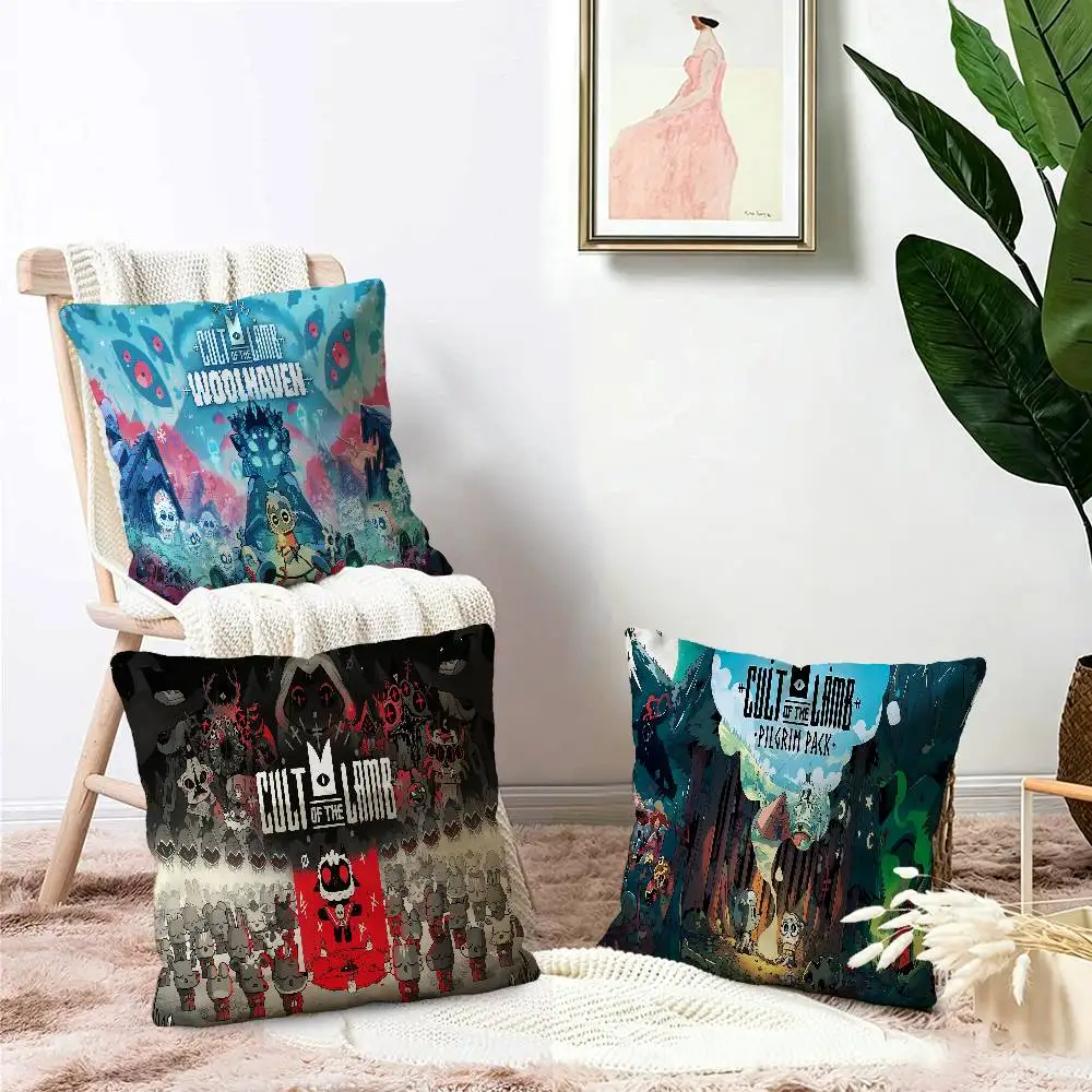 Video Game C-Cult of The Lamb Pillow Cover for Bedroom Room and Living Room Sofa Decorative Cushion Cover