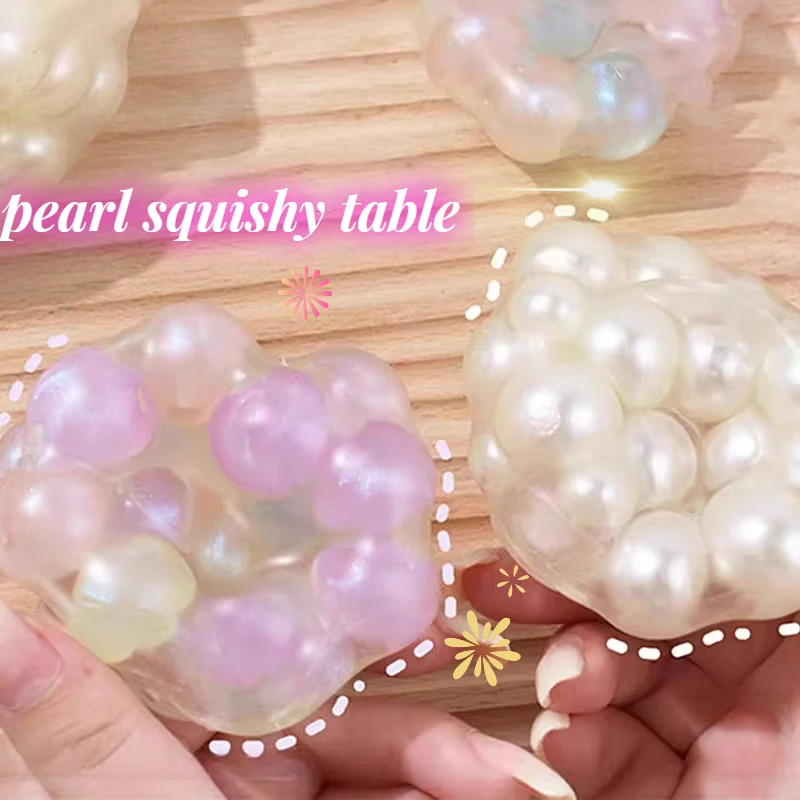 Squishy Table Fidget Squeeze Pearls Toys Realistic Pearl Beads Household Decorative Squeeze Beads Exercise Finger Dexterity