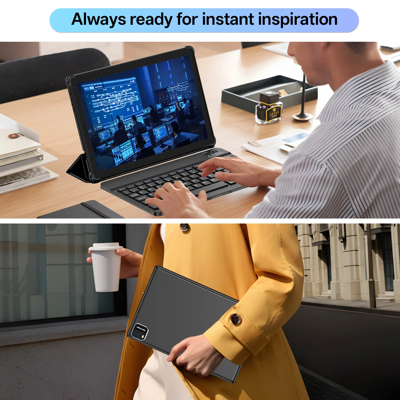 تابلت Android 15 مقاس 10 بوصات، وذاكرة وصول عشوائي 12 جيجابايت (3 جيجابايت + 9 جيجابايت قابلة للتوسيع) + تخزين 64 جيجابايت، يدعم توسيع تخزين 600 جيجابايت، وواي فاي 5 جيجابايت، وكاميرا مزدوجة