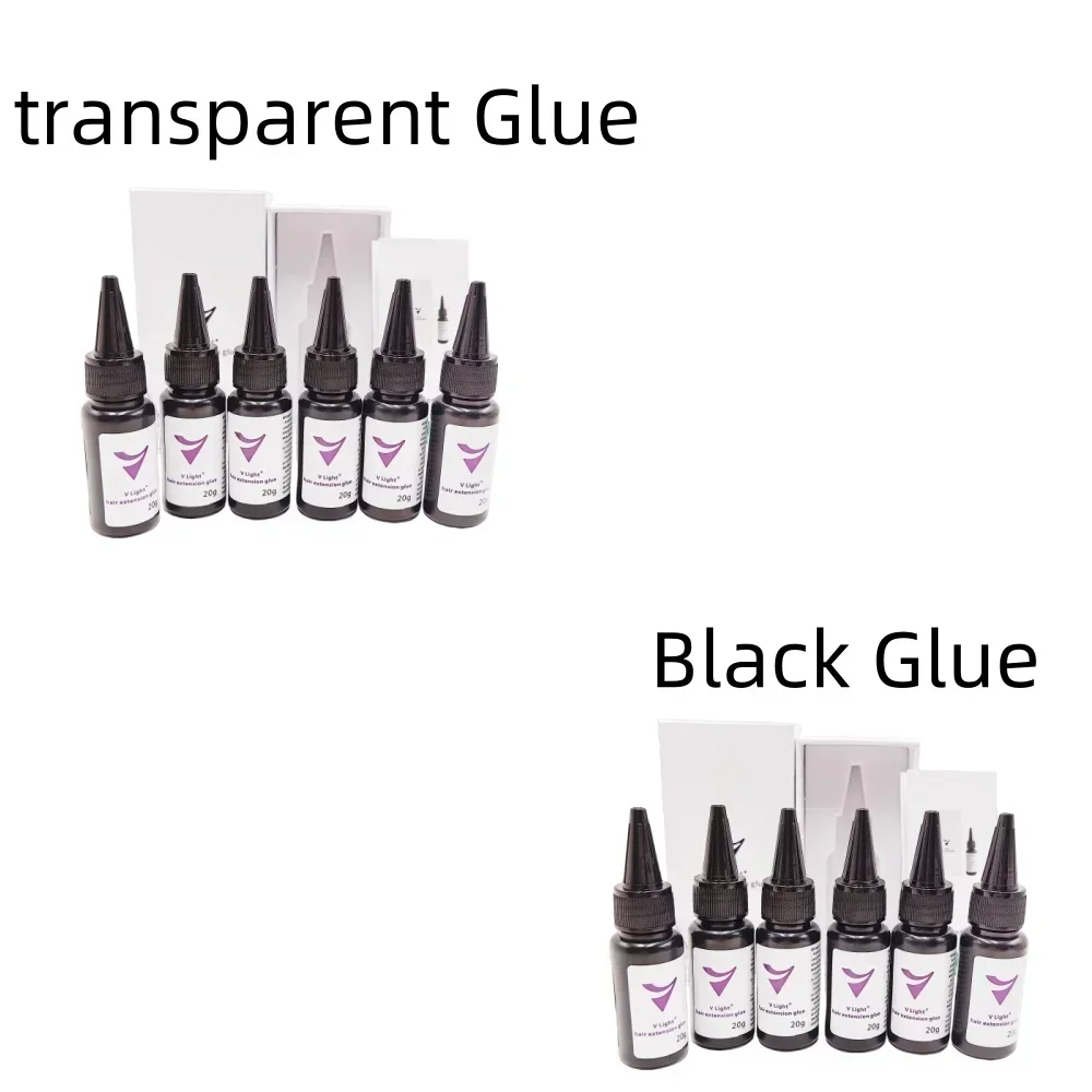 Transparent and Black V-Light glue 20g for Tape hair extension V-Light Technology glue for HairExtension Wig Hair Piece