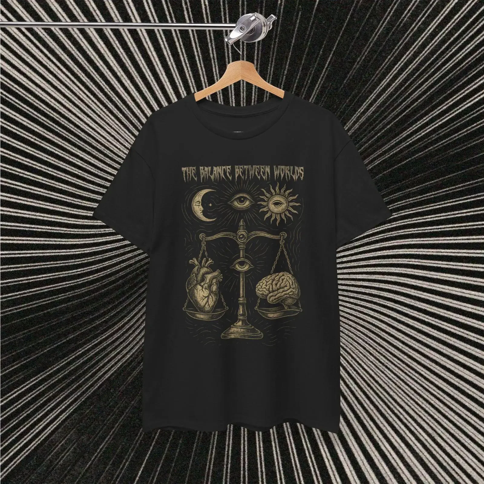 Witchy Spiritual Libra Balance T Shirt Psychedelic Moon Sun Heart Brain Eyes Alternative Surreal Occult Clothing vintage