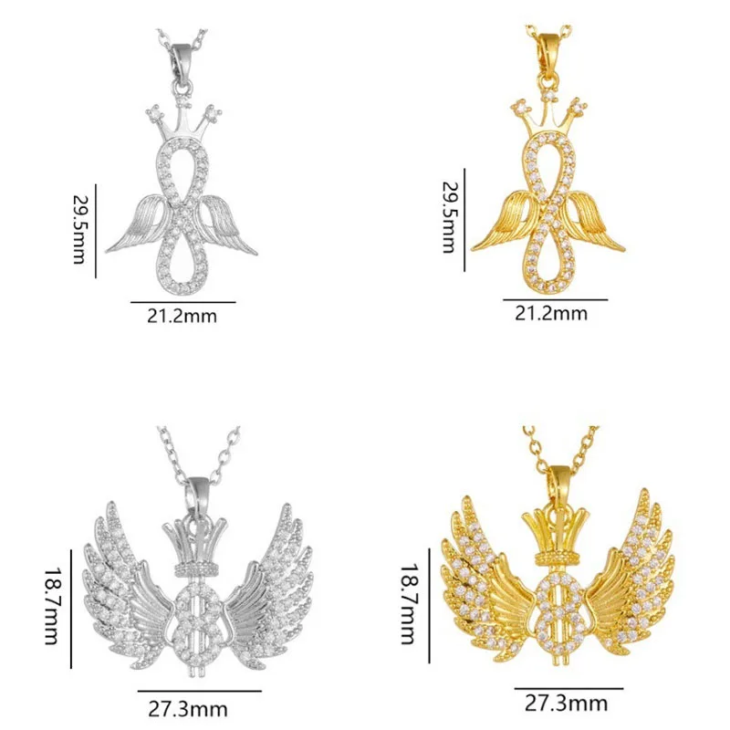Fashion Wing Mobius Strip Zircon Pendant Necklace Stainless Steel Light Luxury Geometric Choker Jewelry Gifts For Women Girls